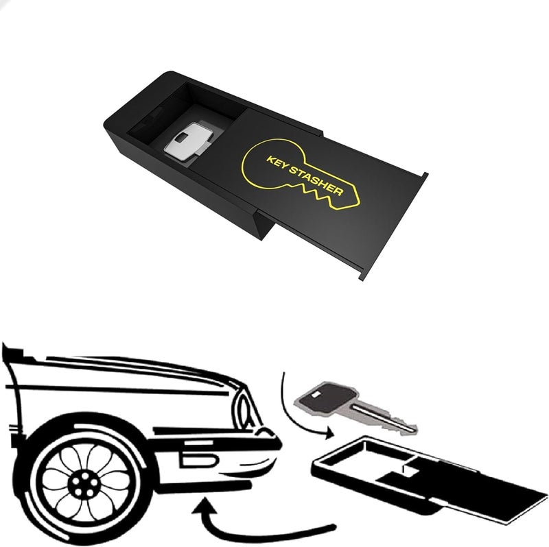 KEY STASHER Magnetic Hide A Key Holder - 3.8 x 2 Inches - Black Magnetic Key Holder Under Car - Durable Plastic KeyHolder - Key Hider Key Box Hide a Key Case Extra Home Key Safe (XL) - Image 4
